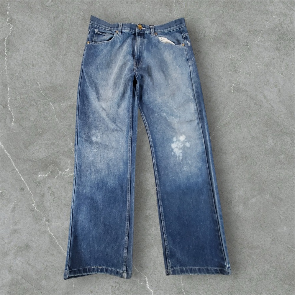 Indigo Jeans Mens 36x34 Blue Y2K Baggy Grunge Hip Hop 2000s Skater Light Washed‎